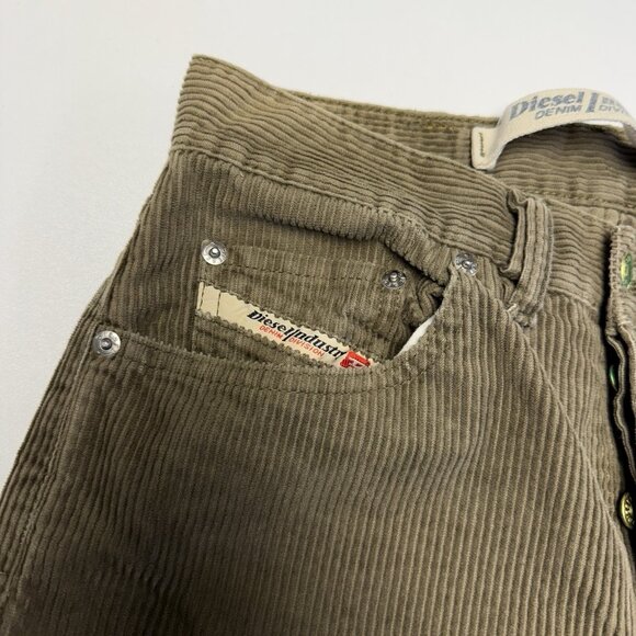 Diesel Industry Corduroy Pants Mens 29 (28x30) Brown Button Fly - Picture 3 of 16